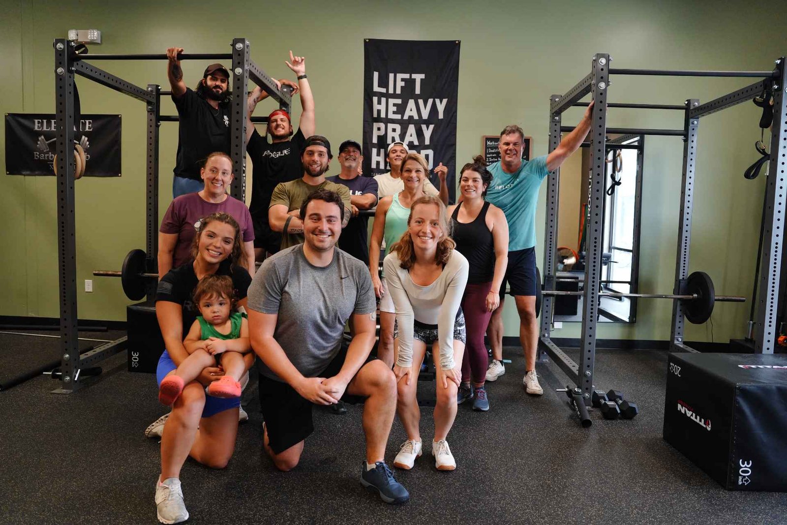Coach Trevor Bicking and members of Elevate Barbell Club in Newberry FL
